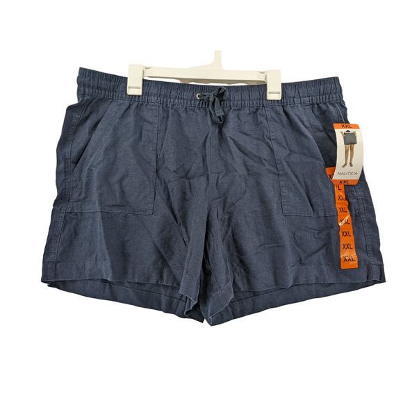 Nautica‎ Shorts XXL Pull On Navy Linen Blend Lounge Relaxed Fit Everyday Staple - Picture 13 of 13
